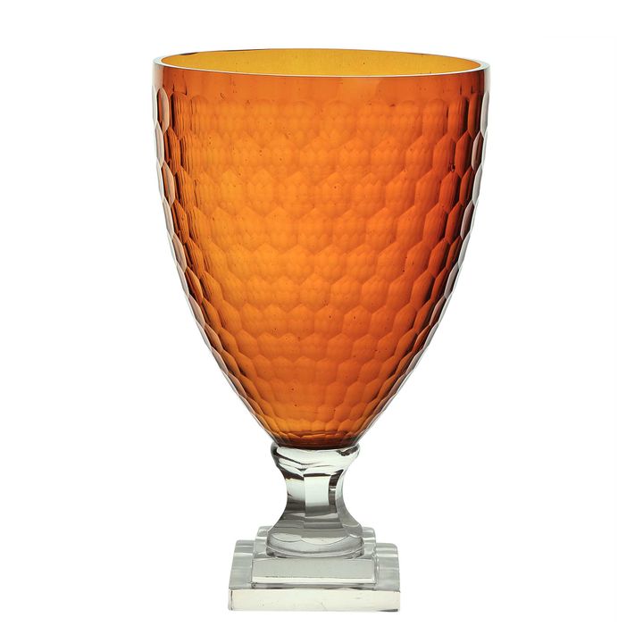 Amber Cut Glass Decorative Urn Orange 28.5cm - Luxury Co