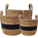 Andrew Striped Storage Hamper - Black/Natural - Luxury Co