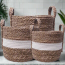 Andrew Striped Storage Hamper - White/Natural - Luxury Co