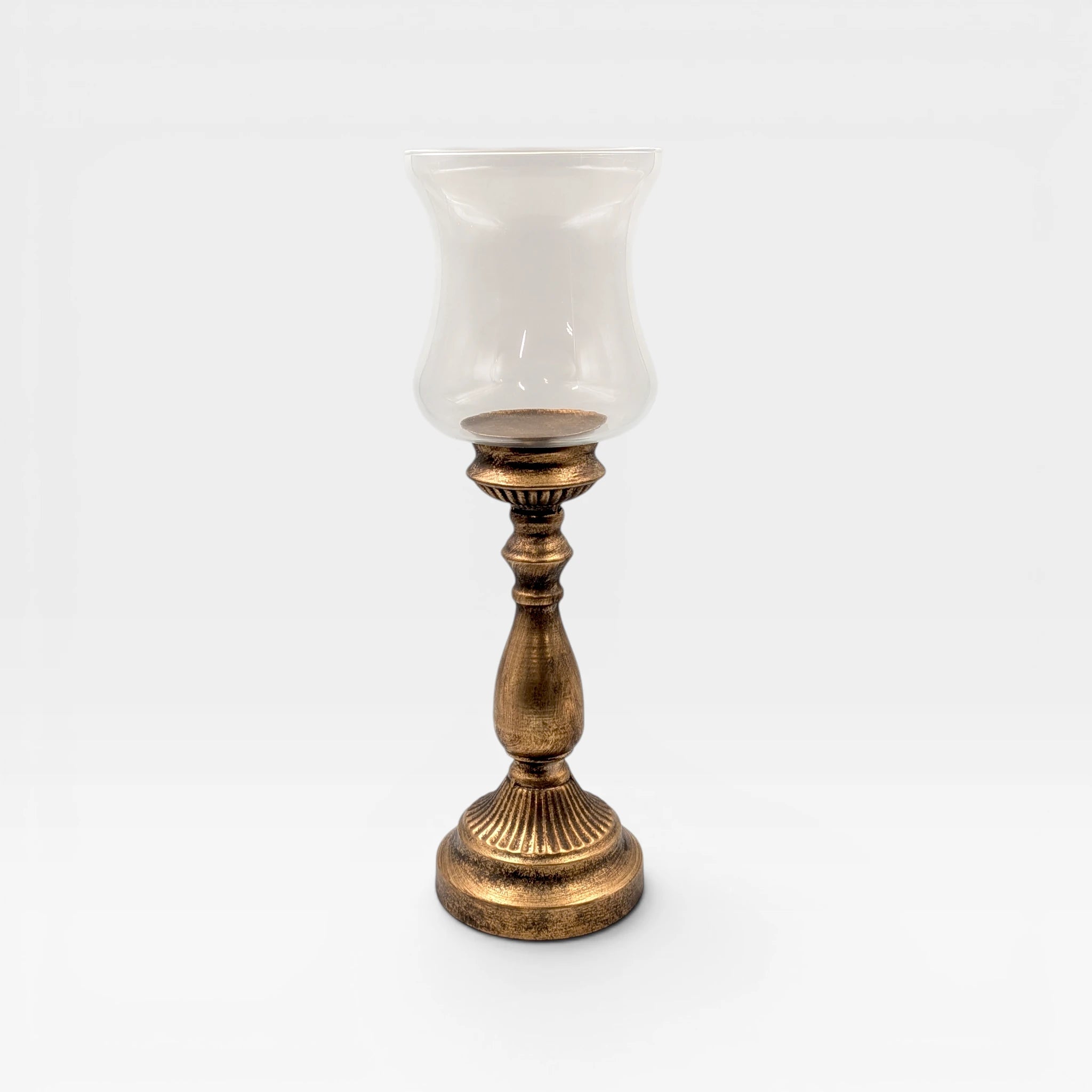 Rustic Gold Metal Pillar Candle Holder - 42.5cm