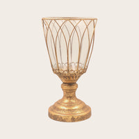 Rustic Gold Wire Hurricane Candle Holder - 31cm