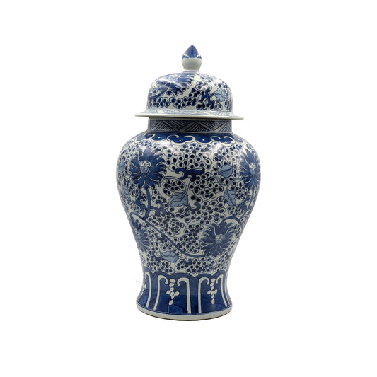 Antique Blue & White Ginger Jar Vase Hand - Painted CeramicLuxury Co