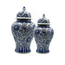 Antique Blue & White Temple Jar with Lid SetLuxury Co