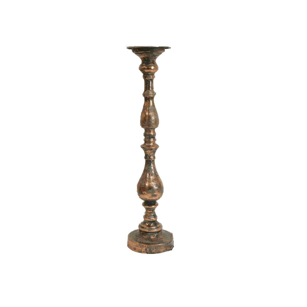 Antique Candle Holder Aged Pillar Rustic Gold-54cm