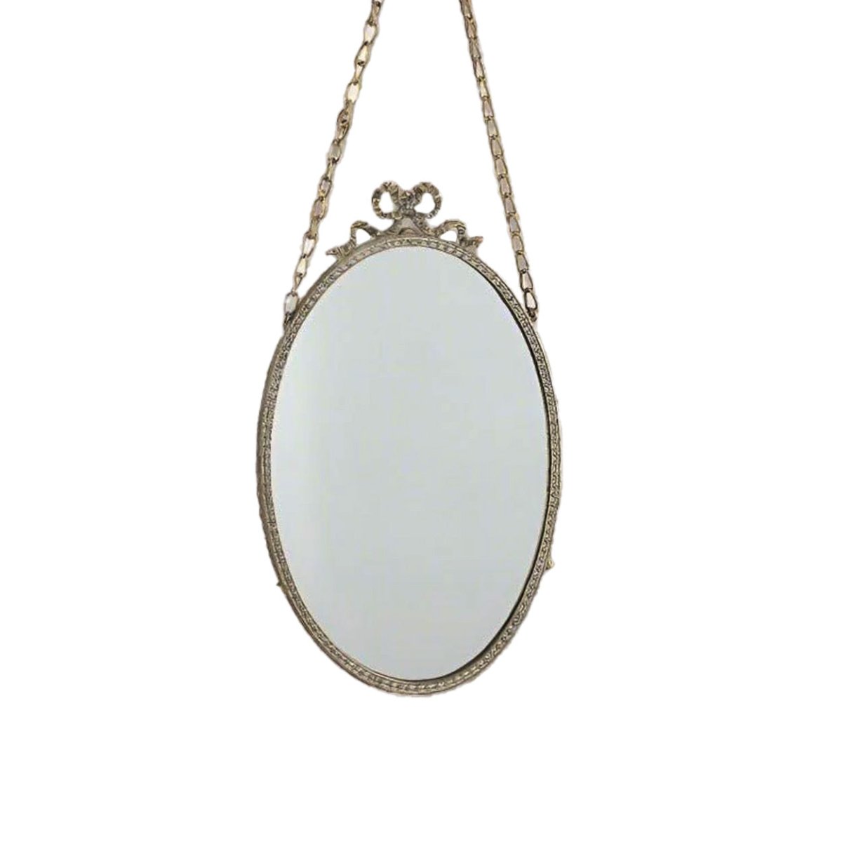 Antique Rustic Gold Oval Hanging Mirror (56cm H)