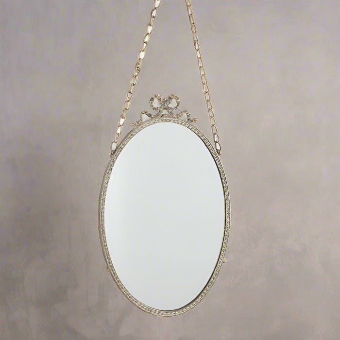 Antique Rustic Gold Oval Hanging Mirror (56cm H)