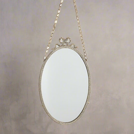 Antique Rustic Gold Oval Hanging Mirror (56cm H) - Luxury Co