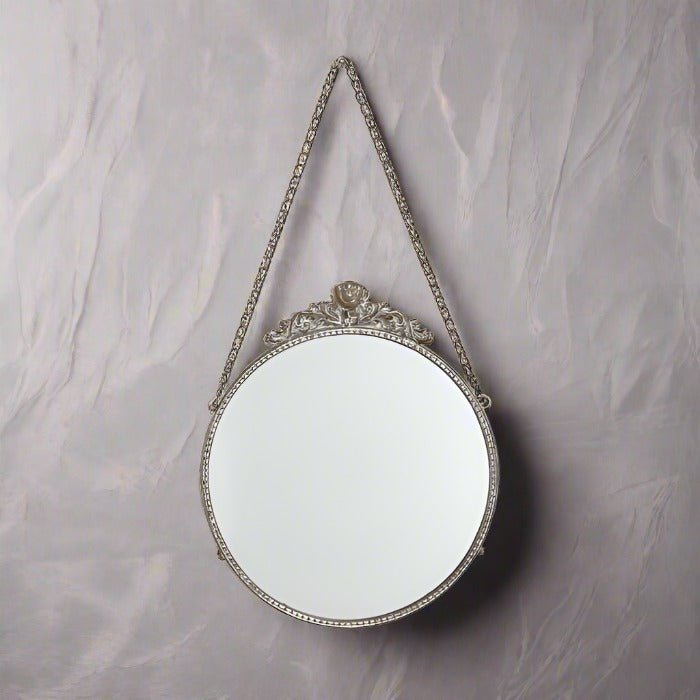 Antique Rustic Gold Round Hanging Mirror 40cmH