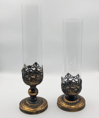 Arabesque Aged Rustic Gold Candle Holder Set - Luxury Co