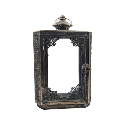 Arabesque Lantern Aged Rustic Gold Candle Holder - Luxury Co