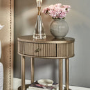 Arielle Art Deco Oval Bedside Table Antique Gold Finish - Luxury Co