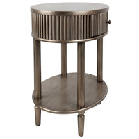 Arielle Art Deco Oval Bedside Table Antique Gold Finish - Luxury Co