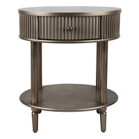 Arielle Art Deco Oval Bedside Table Antique Gold Finish - Luxury Co