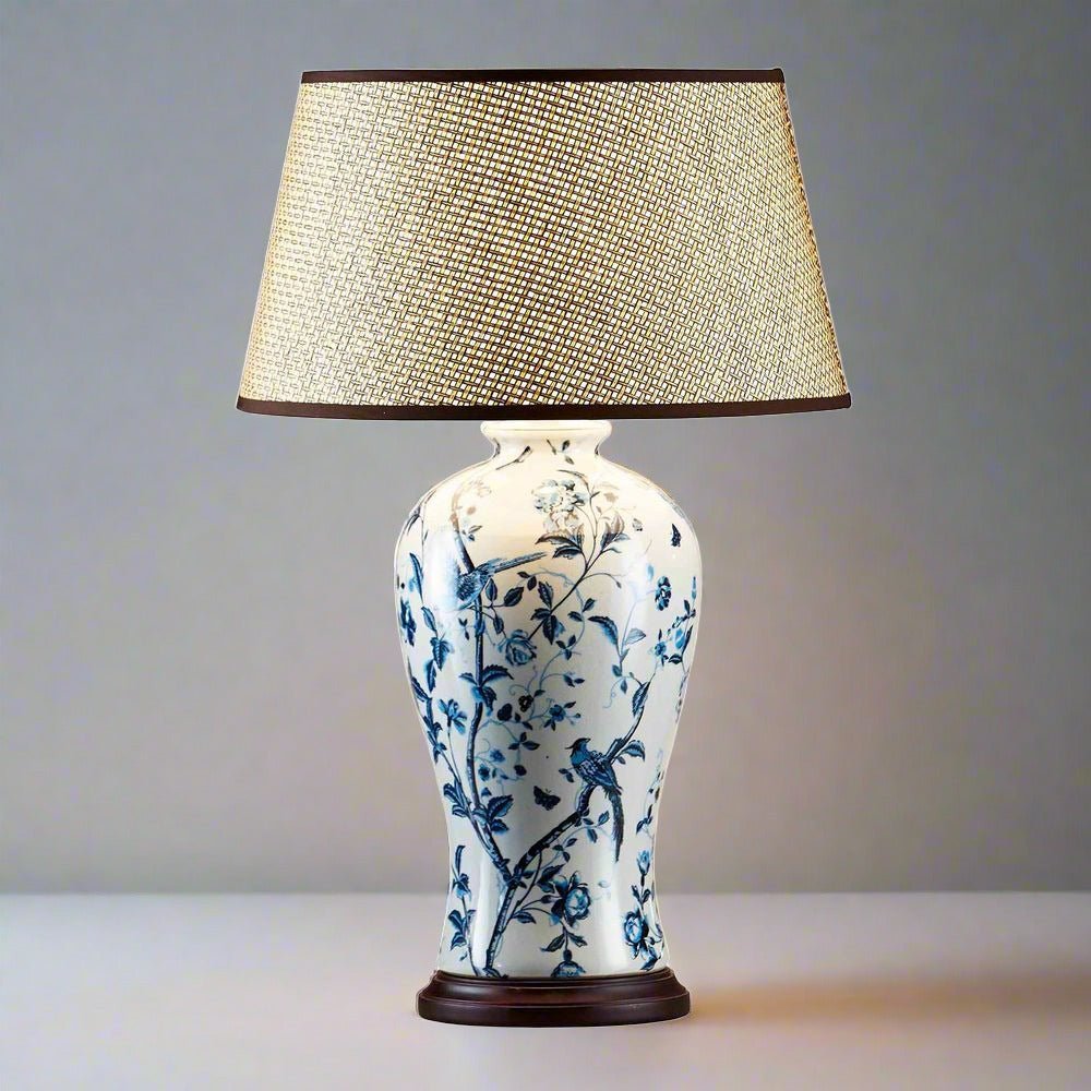 Ashleigh Ceramic Table Lamp Base White/Blue - Luxury Co