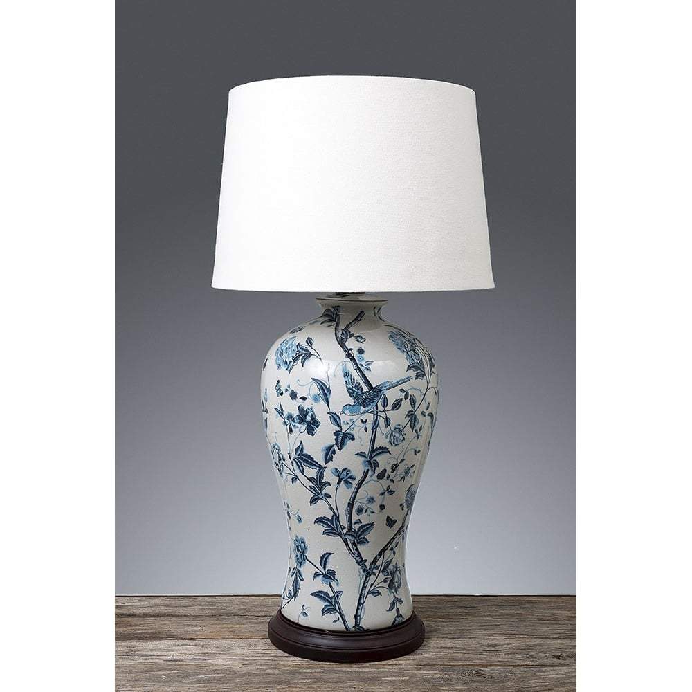 Ashleigh Ceramic Table Lamp Base White/Blue - Luxury Co