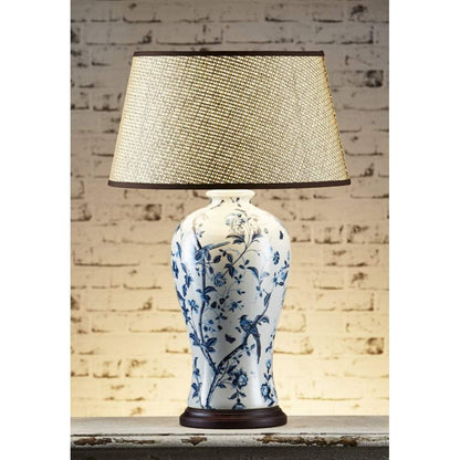 Ashleigh Ceramic Table Lamp Base White/Blue - Luxury Co