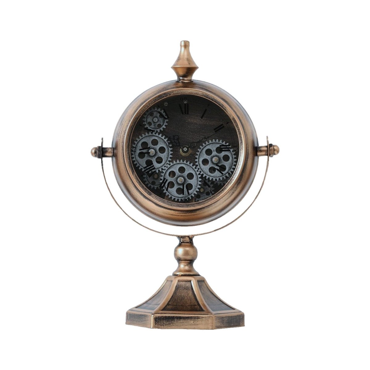 Atlas Bedside Moving Gear Clock - Rose Gold/Copper