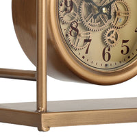 Basil Bedside Table Exposed Gear Movement Clock Gold - Luxury Co