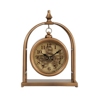 Basil Bedside Table Exposed Gear Movement Clock Gold - Luxury Co