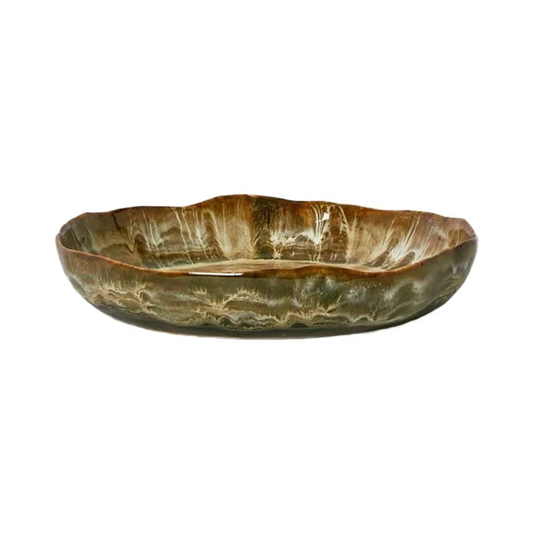 Belia Decorative Platter Brown Stoneware Small - Luxury Co