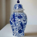 Bird Pomegranate Ginger Jar Blue/White - 50cm - Luxury Co