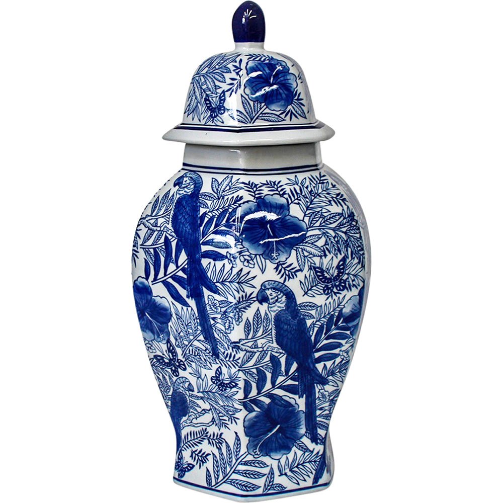 Bird Pomegranate Ginger Jar Blue/White - 50cm