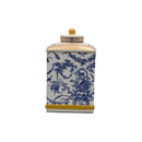 Blue and White Ceramic Jar with Gold AccentsLuxury Co