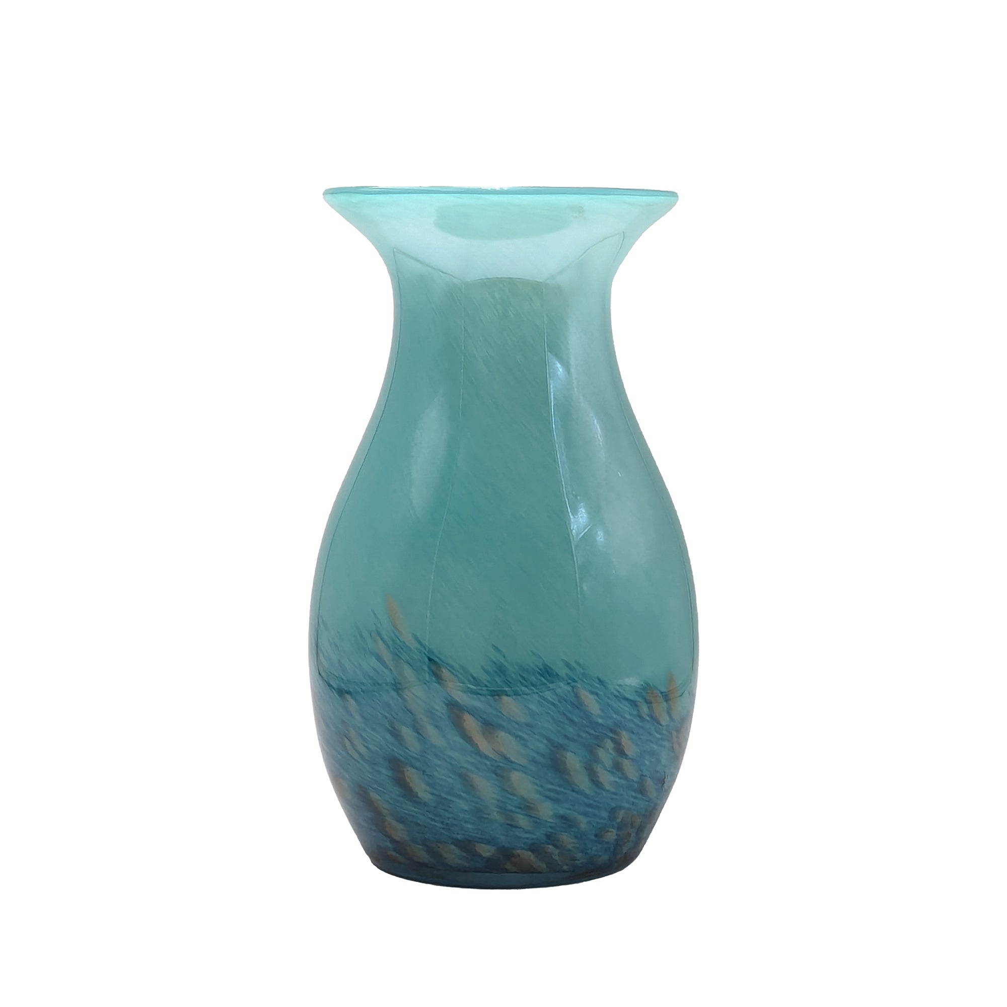 Blue Green Ocean Blown Art Glass Vase