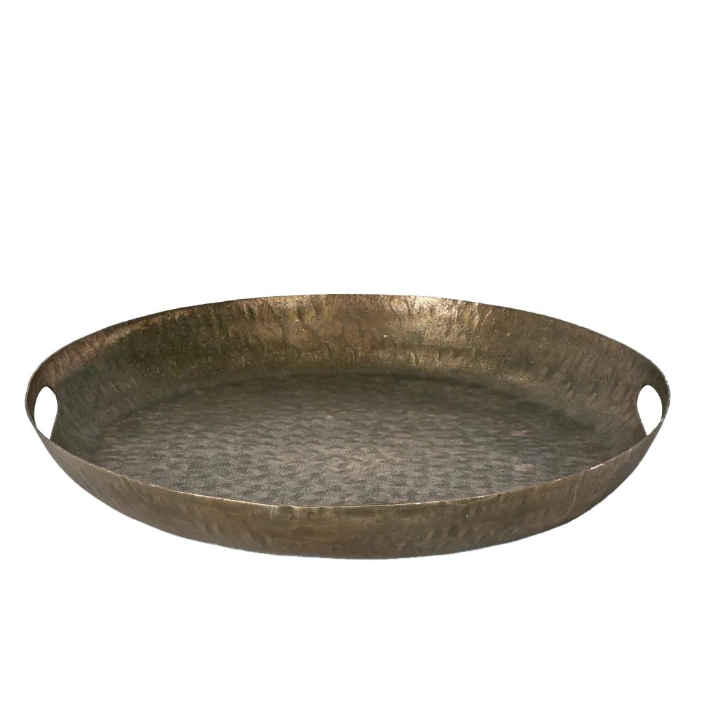 Bobbi Large Hammered Aluminium Tray in Silver 49cm