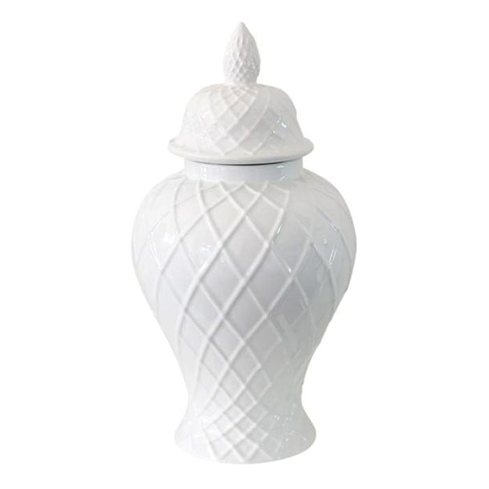 Bromley Temple Diamond White Ginger Jar - Large