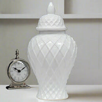 Bromley Temple Diamond White Ginger Jar Large - Luxury Co