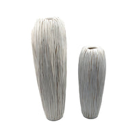 Brown Polyresin Linear Textured Vase Set - Luxury Co