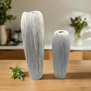 Brown Polyresin Linear Textured Vase Set - Luxury Co