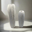 Brown Polyresin Linear Textured Vase Set - Luxury Co