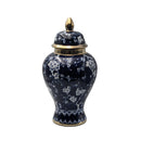 Cherry Blossom Ceramic Jar With Lid Navy BlueLuxury Co