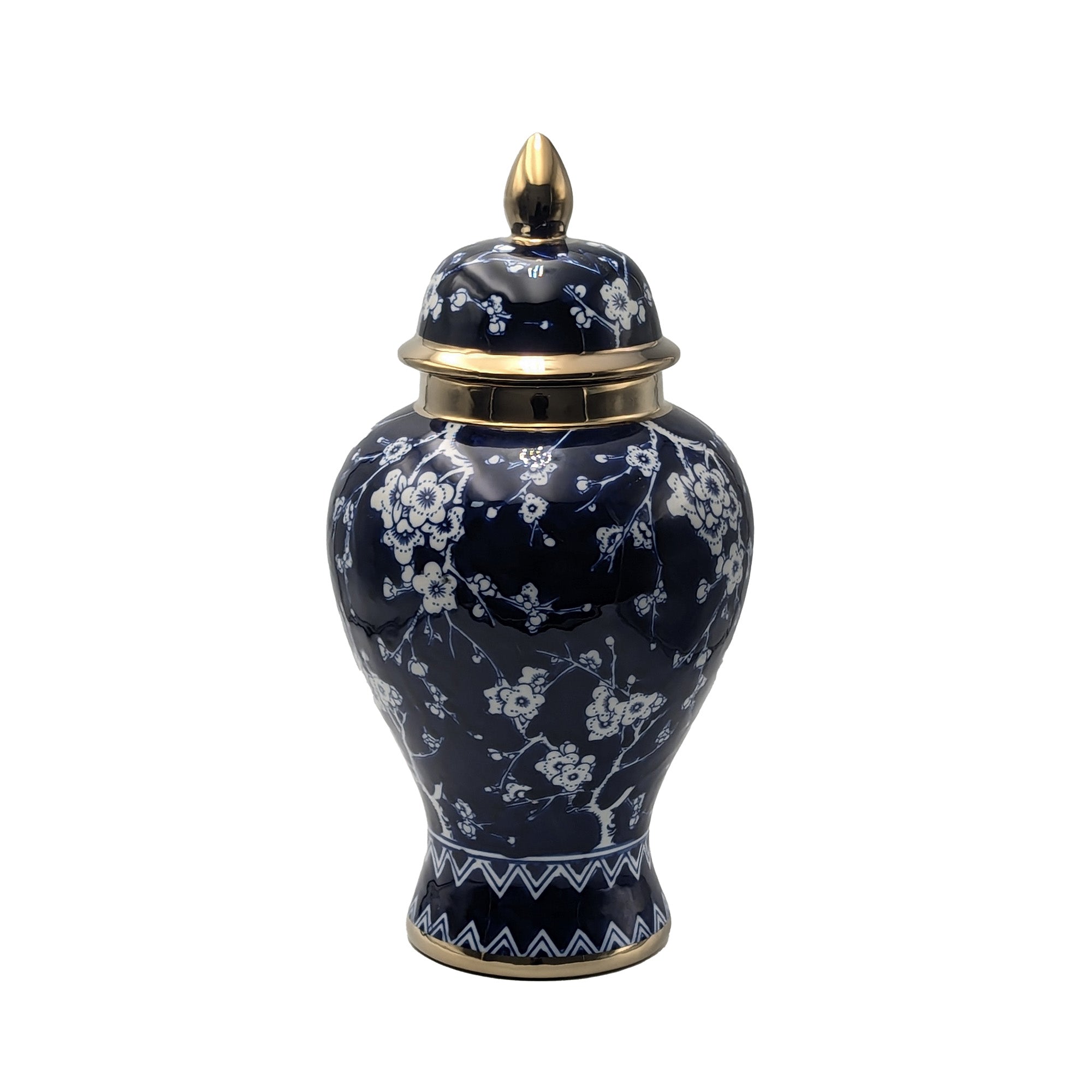 Cherry Blossom Ceramic Jar With Lid Navy BlueLuxury Co