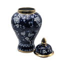 Cherry Blossom Ceramic Jar With Lid Navy BlueLuxury Co