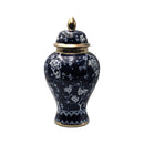 Cherry Blossom Ceramic Jar With Lid Navy BlueLuxury Co