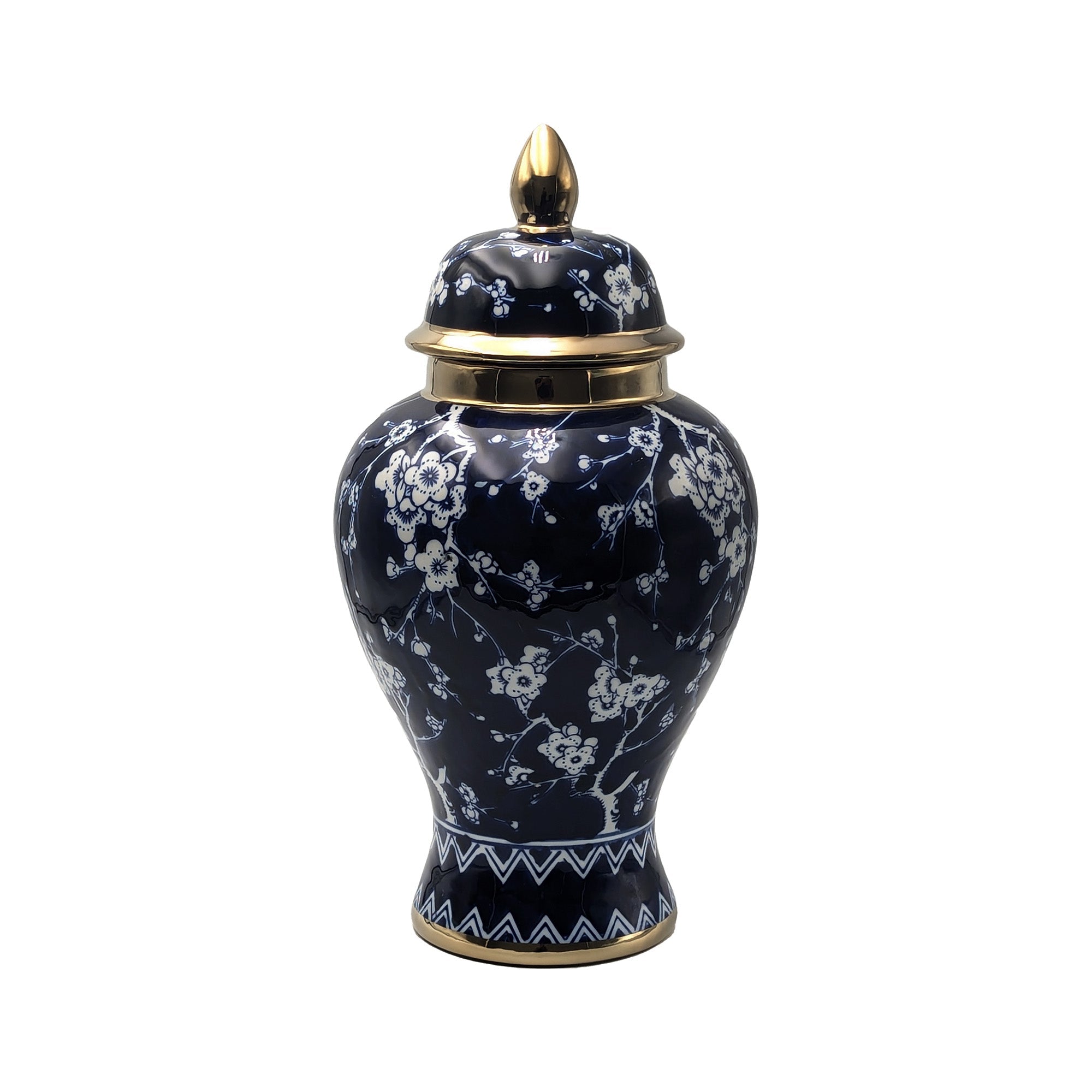 Cherry Blossom Ceramic Jar With Lid Navy Blue