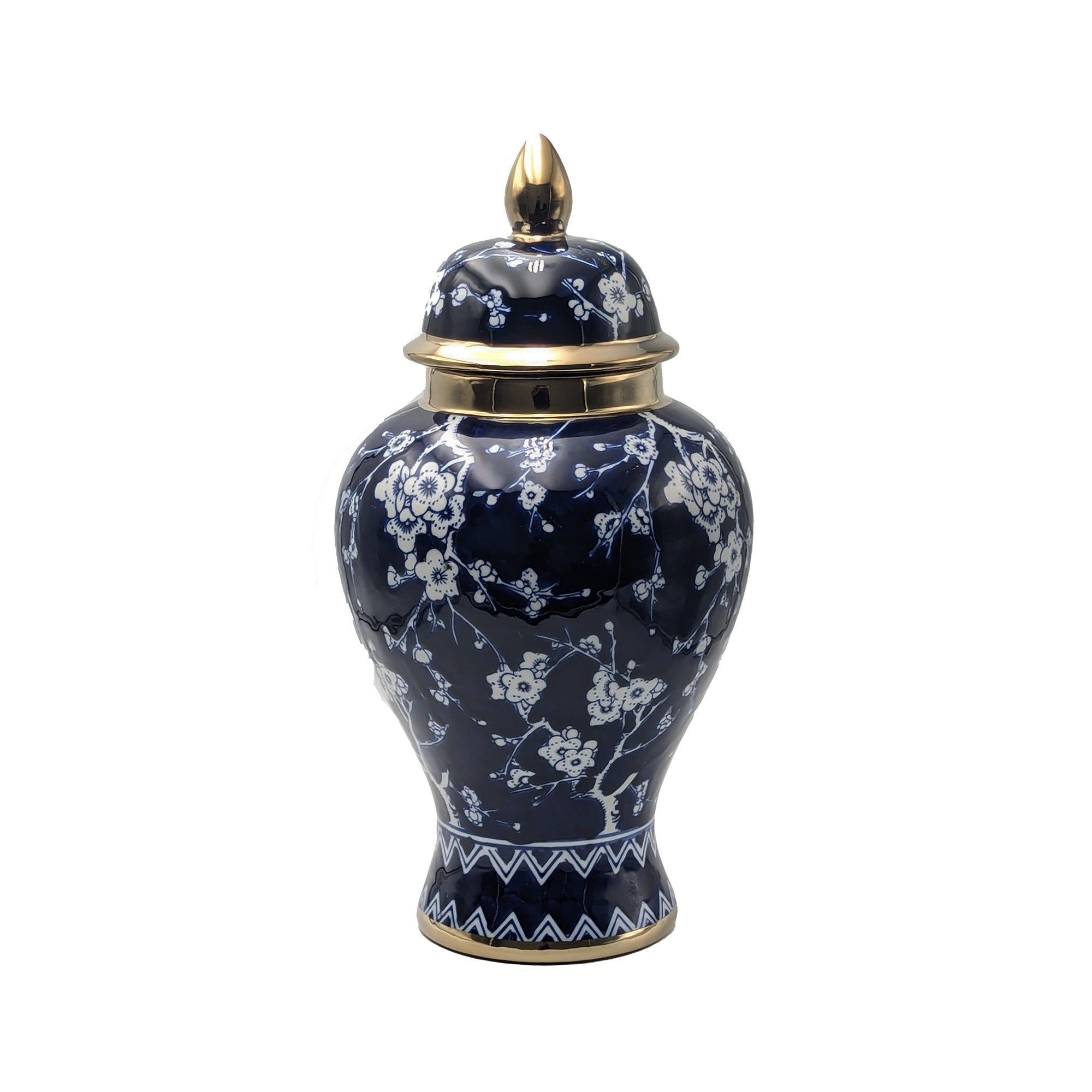 Cherry Blossom Ceramic Jar With Lid Navy BlueLuxury Co