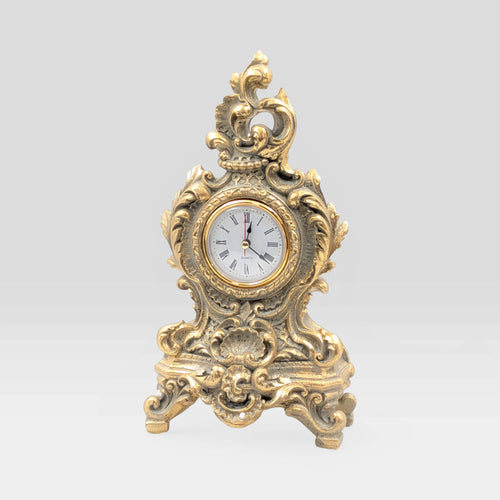 French Country Gold White Table Clock - 25cm