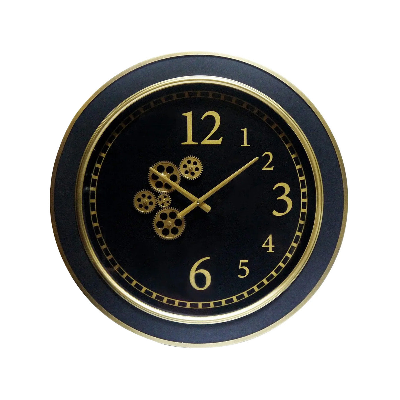 Modern Round Wall Gear Clock Black/Gold