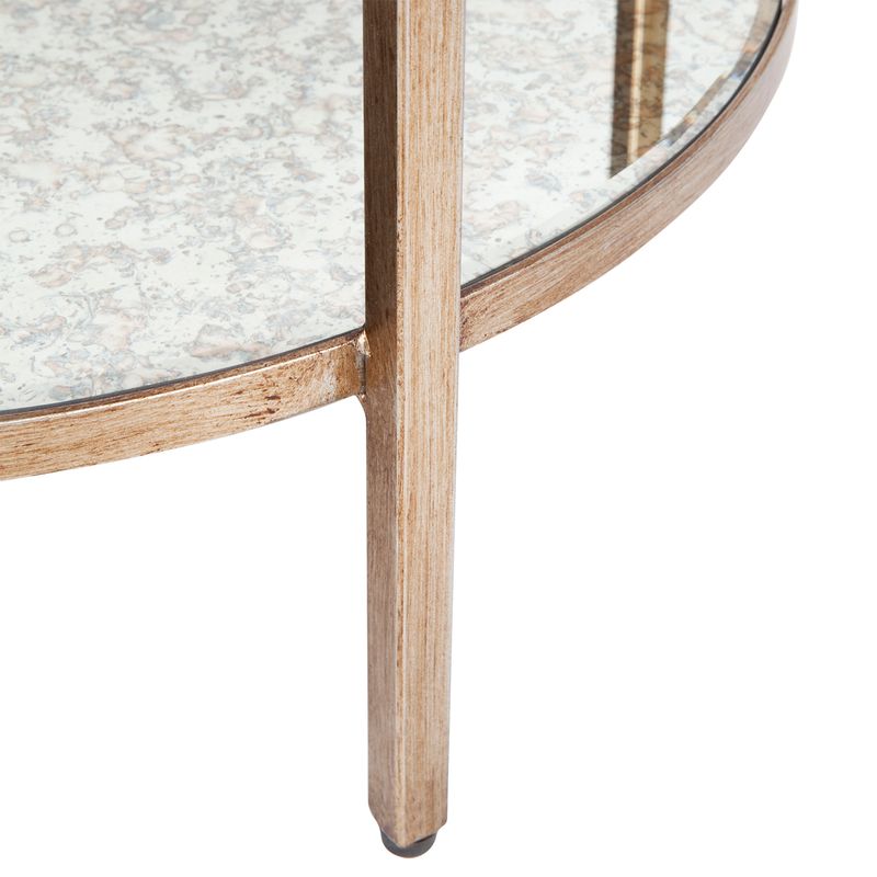 Cocktail Mirrored Round Side Table Antique Gold - 50cm - Luxury Co