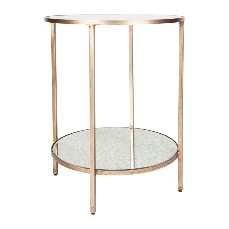 Cocktail Mirrored Round Side Table Antique Gold - 50cm - Luxury Co