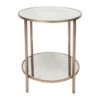 Cocktail Mirrored Round Side Table Antique Gold - 50cm - Luxury Co