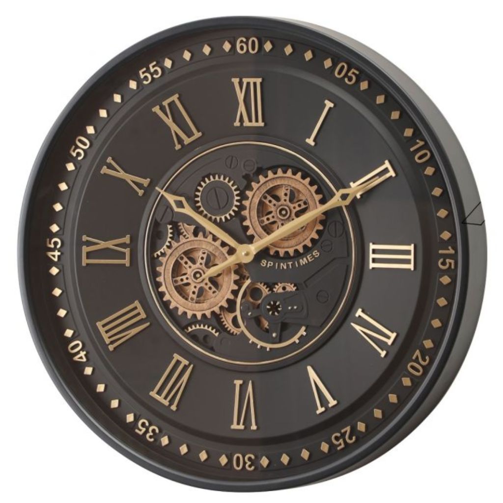 Colorado Modern Wall Clock Moving Gold Gears 60cm - Luxury Co