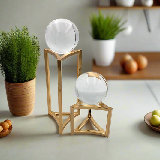 Glass Sphere Table Décor Gold Set 