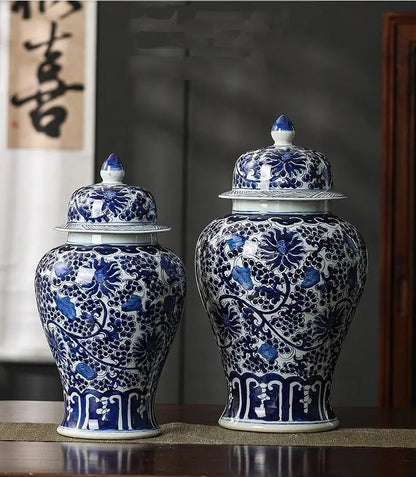 Decorative Ginger Jar with Lid - Hand - Painted Flower JarLuxury Co