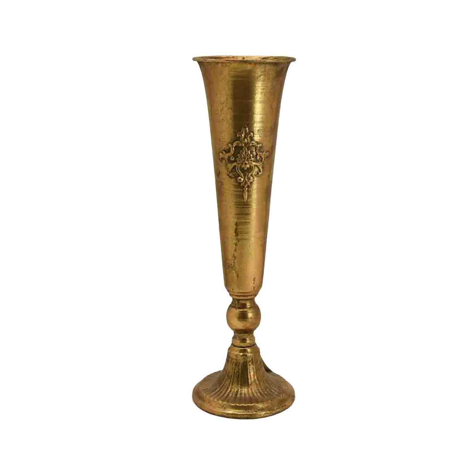 Elegant Antique Gold Tall Metal Vase 44cm