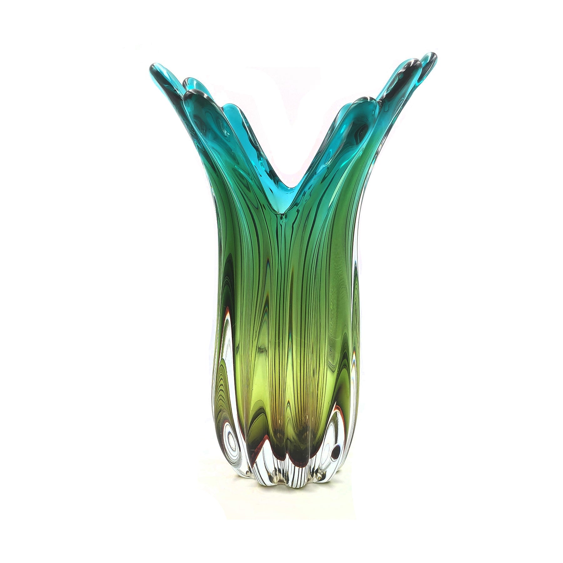 Elegant Murano Style Hand Blown Glass Vase